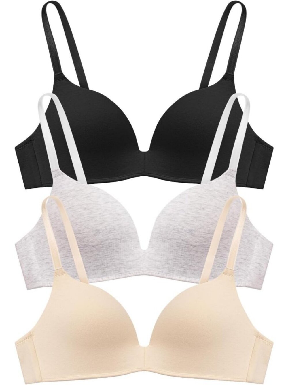 Lightly Lined Wireless T-Shirt Bras - 3 Pack, Comfy Everyday Essentials for